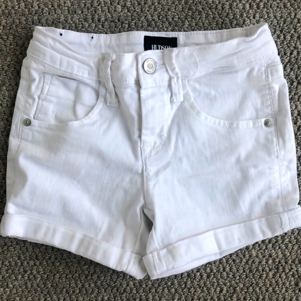Girls Hudson White Denim Cuffed Shorts - Size 7